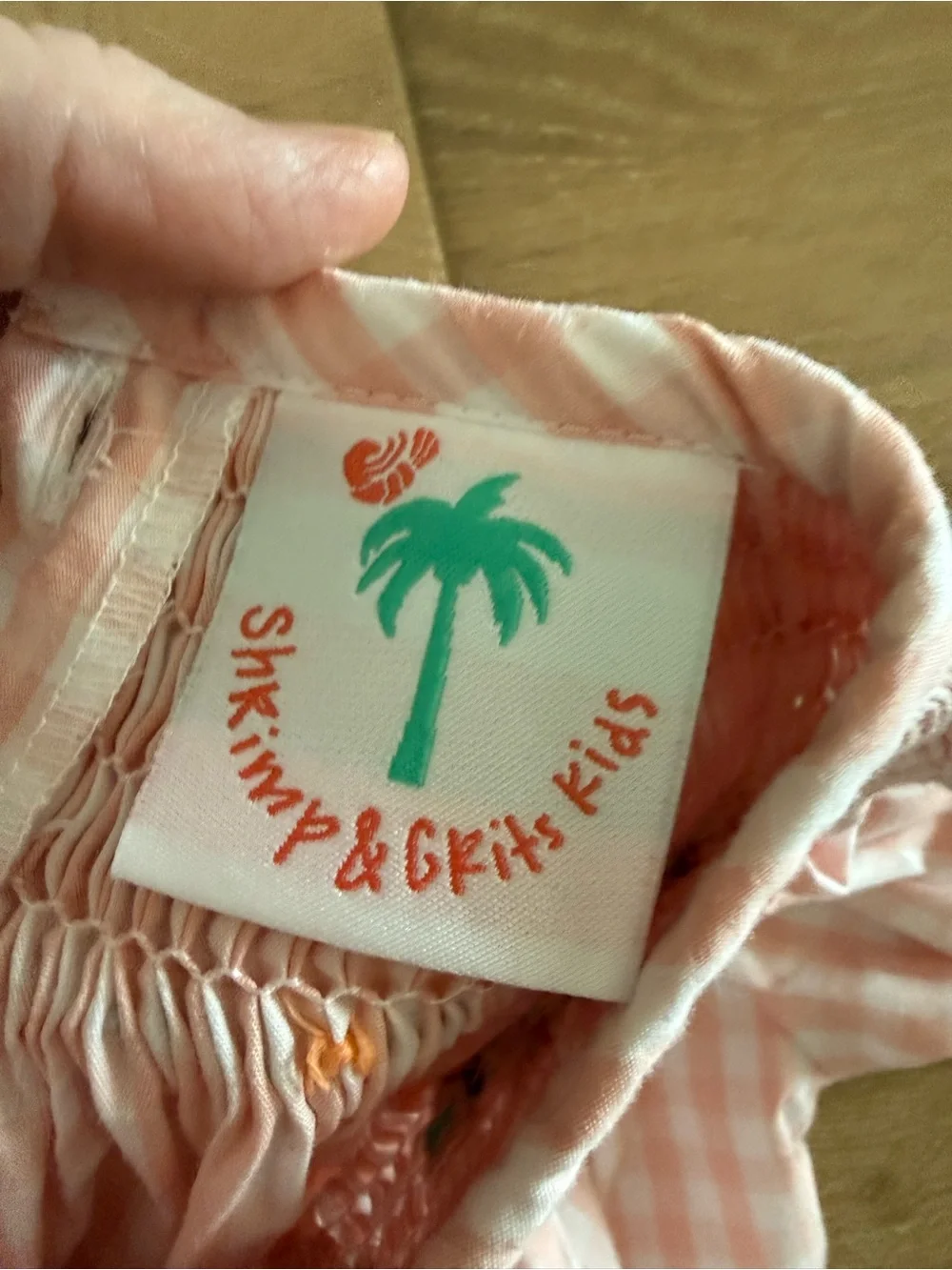 Shrimp and Grits smocked Pumpkin Fall Pink Gingham Romper